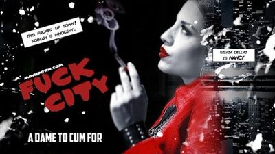 Sin City porn parody: sexy brunette in high heels gets laid for money