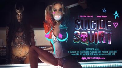 Harley Quinn and Enchantress have a threesome with Joker in a bar