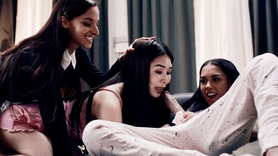 Black Angel's nightmare turned into a real-life futa threesome