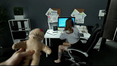 IT specialist uses a Voodoo doll to force bitch Eden Ivy to masturbate