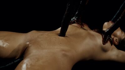 Tentacles fuck Ellie Luna and belly inflation in her nightmare