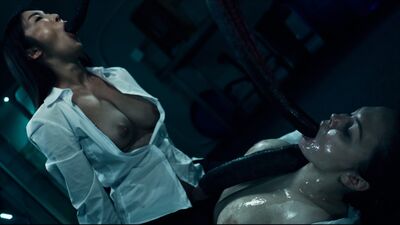 Futa scientist Emiri Momota tentacle fucks her chubby assistant