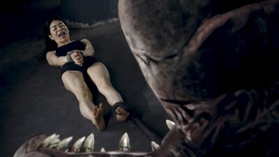 Tentacle monster brutally punishes thief Rikako Katayama with hardcore sex