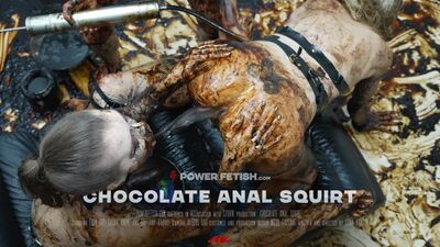 Chocolate anal squirt: dirty sweet lesbians playing with enemas