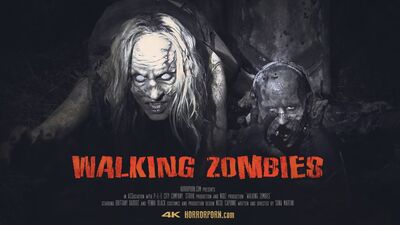 Creepy sex in a cemetery with a couple of sexy walking dead