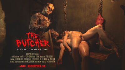 Crazy butcher brutally rapes naked girls in a filthy basement