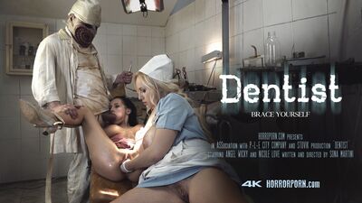 Dentist monster and nurse Angel Wicky destroy Nicole Love's ass