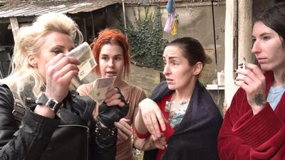 Dirty Sarah is handing out money for humiliations at a russian hostel