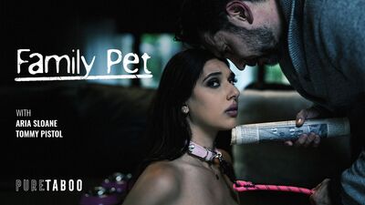 Family pet Aria Sloane had sex on a leash with her dirty stepdad