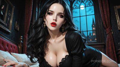 Van Helsing thrust cock into a vampire's pussy in an AI porn cartoon